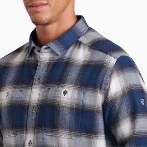KUHL Men's M Blue White Plaid THE LAW FLANNEL Button Down LS Shirt Gorpcore